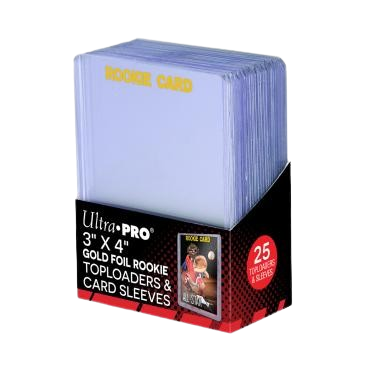 Kit combo protections rigides Ultra PRO trois fois quatre pouces Rookie Card ecriture or avec pochettes souples pack de vingt cinq