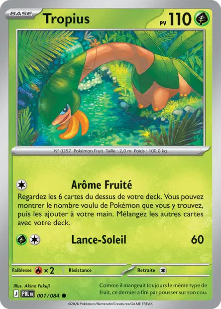 Carte Pokémon Tropius 001/084 commune série Nuit Noire ME05 en français état NM chez EA-TCG